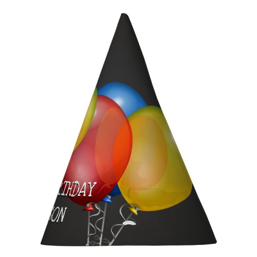 Retro Chalkboard en Balloons Birthday met naam Feesthoedjes (Rechts)