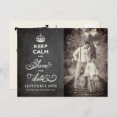 Retro Chalkboard houdt kalm en bespaart de datum g Aankondigingskaart (Voorkant / Achterkant)