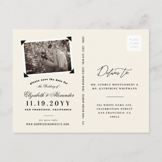 Retro Chalkboard houdt kalm en bespaart de datum g Aankondigingskaart (Achterkant)