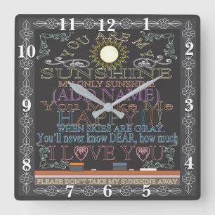 Retro Chalkboard je bent mijn Sunshine Clock Vierkante Klok