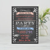 Retro Chalkboard Kinder slaappover Birthday Party Kaart (Staand voorkant)