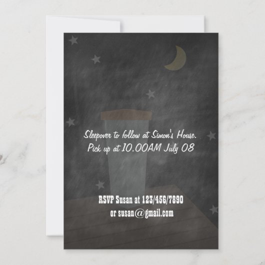 Retro Chalkboard Kinder slaappover Birthday Party Kaart (Achterkant)