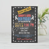 Retro Chalkboard kinderen Birthday Party Kaart (Staand voorkant)