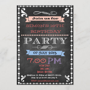 Retro Chalkboard Kinderen van Birthday Uitnodiging