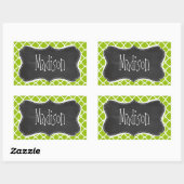 Retro Chalkboard look; Apple Green Quatrefoil Rechthoekige Sticker (Vel)
