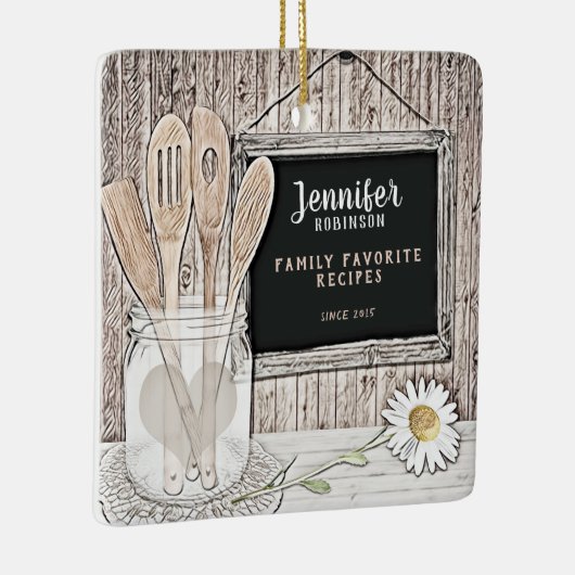 Retro Chalkboard, Mason Jar en Daisy Keramisch Ornament (Rechts)