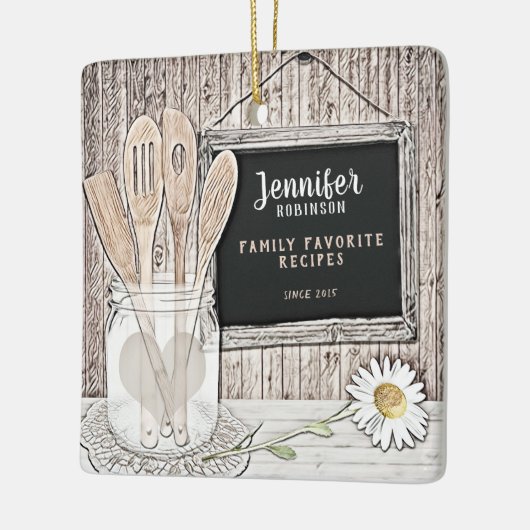 Retro Chalkboard, Mason Jar en Daisy Keramisch Ornament (Links)