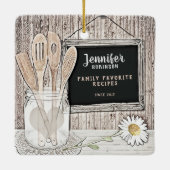 Retro Chalkboard, Mason Jar en Daisy Keramisch Ornament (Achterkant)