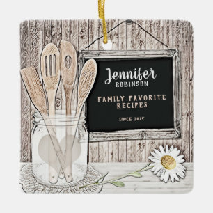 Retro Chalkboard, Mason Jar en Daisy Keramisch Ornament