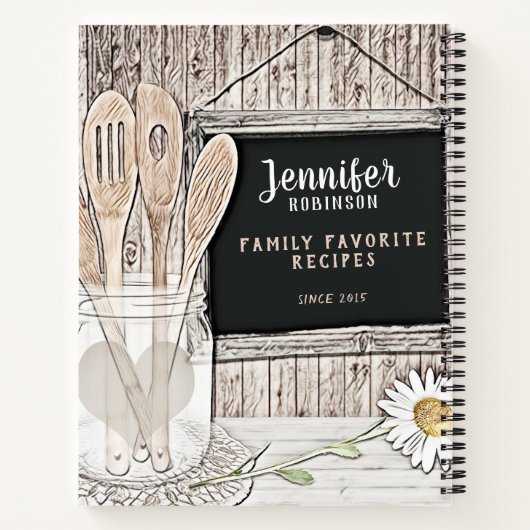 Retro Chalkboard, Mason Jar en Daisy Notitieboek (Achterkant)