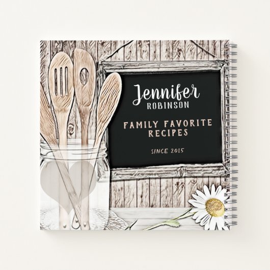 Retro Chalkboard, Mason Jar en Daisy Notitieboek (Achterkant)