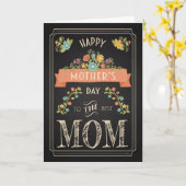 Retro Chalkboard moederdag met bloemen Kaart (Gele Bloem)