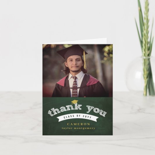 Retro Chalkboard Schets Fotogradatie Afstudeerder Bedankkaart (Voorkant)