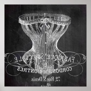 Retro chalkboard scripts Victoriaans lingerie cors Poster