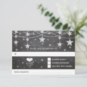 Retro Chalkboard Stars 4 juli bruiloft RSVP Kaartje (Staand voorkant)