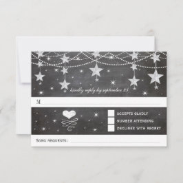 Retro Chalkboard Stars 4 juli bruiloft RSVP Kaartje