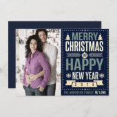 Retro Chalkboard Typografie Kerstfoto Feestdagenkaart (Voorkant / Achterkant)