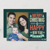 Retro Chalkboard Typografie Kerstfoto Feestdagenkaart (Voorkant / Achterkant)