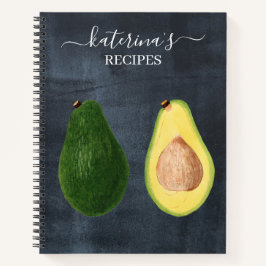 Retro Chalkboard Waterverf Avocado Recipe Notitieboek