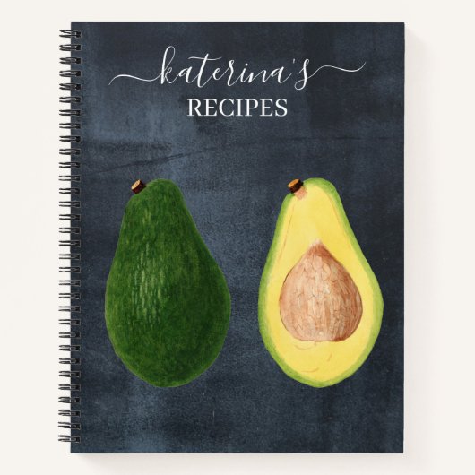 Retro Chalkboard Waterverf Avocado Recipe Notitieboek (Voorkant)