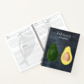 Retro Chalkboard Waterverf Avocado Recipe Notitieboek (Binnen)