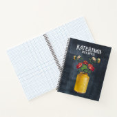 Retro Chalkboard Waterverf Wild Flowers Recipe Notitieboek (Binnen)