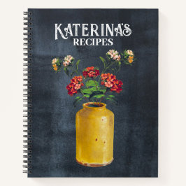 Retro Chalkboard Waterverf Wild Flowers Recipe Notitieboek