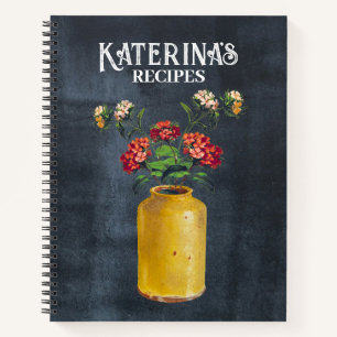 Retro Chalkboard Waterverf Wild Flowers Recipe Notitieboek
