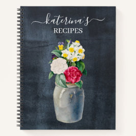 Retro Chalkboard Waterverf Wildbloemen Recipe Notitieboek