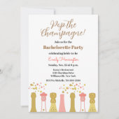 Retro Champagne Cool Bachelorette Party Kaart (Voorkant)