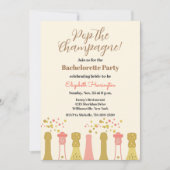 Retro Champagne  Cool Bachelorette Party Kaart (Voorkant)