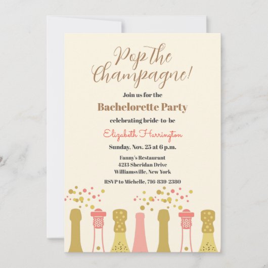 Retro Champagne Cool Bachelorette Party Kaart (Voorkant)