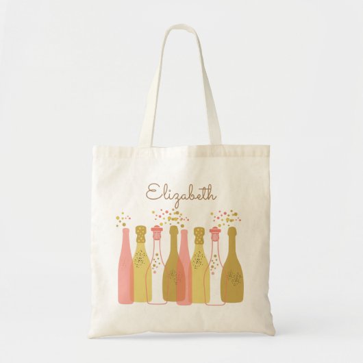 Retro Champagne-flessen gepersonaliseerd Retro 196 Tote Bag (Voorkant)