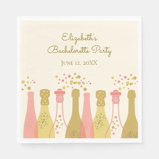 Retro Champagne Glam 1960 Bachelorette Party Servet (Voorkant)