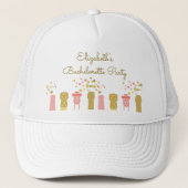 Retro Champagne Glam 1960 Bachelorette Party Trucker Pet (Voorkant)