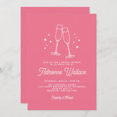 Retro Champagne | Hot Pink Bridal Shower Kaart (Voorkant / Achterkant)