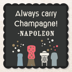 Retro Champagne Napoleon Citaat Lieve Franse Feins Kartonnen Onderzetters