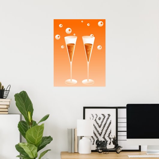 Retro Champagne Poster (Thuiskantoor)