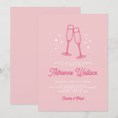 Retro Champagne | Schattige Blush Roze Vrijgezelle Kaart (Voorkant / Achterkant)