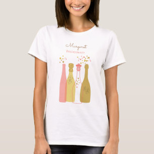 Retro Champagne Schattige gepersonaliseerd bruidsm T-shirt