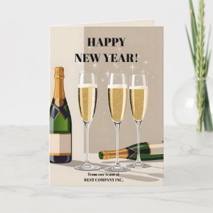 Retro Champagne Toast Nieuwjaar Groet Kaart