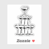 Retro Champagne Toren Bruiloft Sticker (Vel)