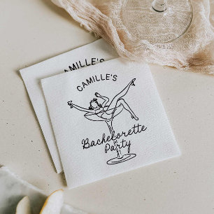 Retro Champagne vrijgezellenfeest uitnodiging Servet