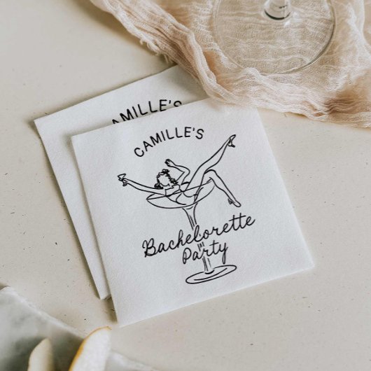 Retro Champagne vrijgezellenfeest uitnodiging Servet