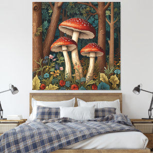 Retro  champignons canvas afdruk