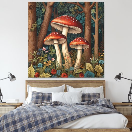 Retro champignons canvas afdruk (Insitu (Slaapkamer))