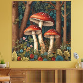 Retro champignons canvas afdruk (Insitu (Woonkamer))