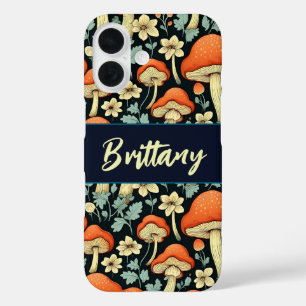 Retro champignons  Flowers gepersonaliseerd iPhone 16 Hoesje