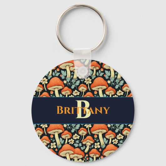 Retro champignons  Flowers gepersonaliseerd Sleutelhanger (Voorkant)