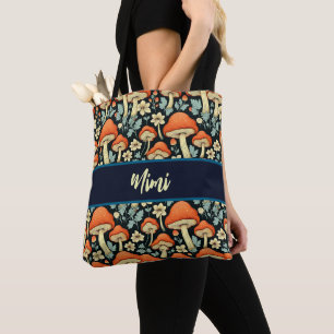 Retro champignons Flowers gepersonaliseerd Tote Bag